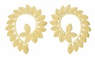 Earrings twisted leaves gold stainless steel thumbnail