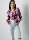 Wrap blouse tiger print- blue  thumbnail