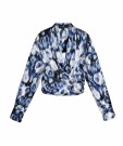Wrap blouse tiger print- blue  thumbnail