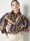 Printed turtle neck crop top Green thumbnail