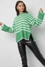 Wide knitted sweater flared sleeve Green thumbnail