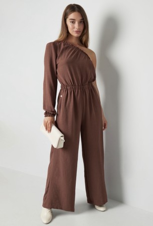 Jumpsuit one shoulder - Brown 