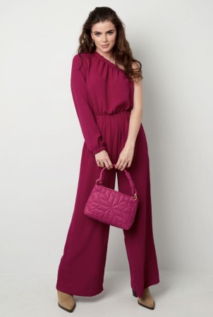Jumpsuit one shoulder Wine red