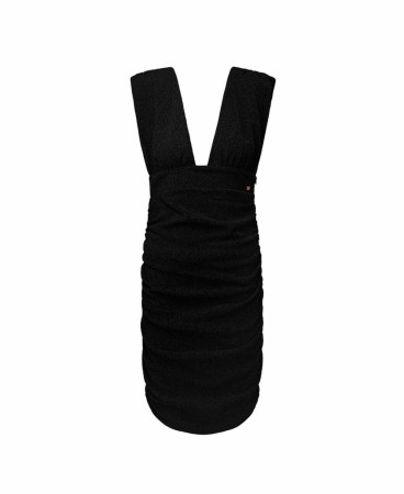 V-neck part dress black 