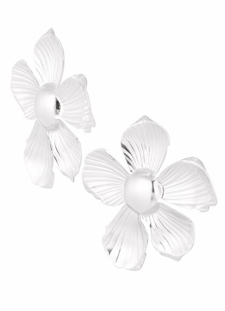 Big flower earrings- Silver