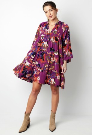Dress three quarter sleeves Purple